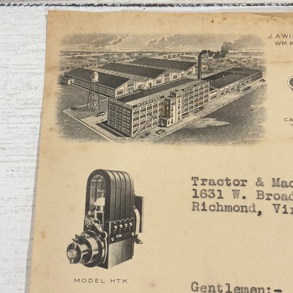 Antique K W Ignition Co Letterhead Pricing Auto Tractor Model Photos Graphic - Picture 6 of 11